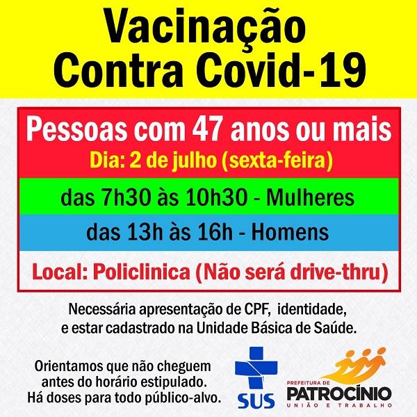 A imunização contra a COVID-19 em Patrocínio segue em...