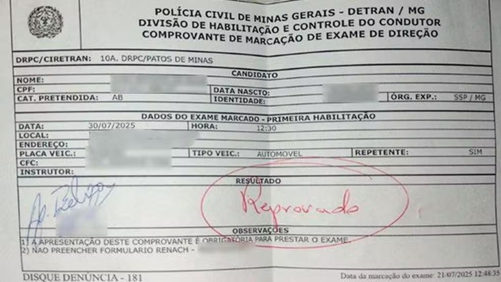 Homem é preso em Patos de Minas após crise de fúria ao ser reprovado em exame de direção