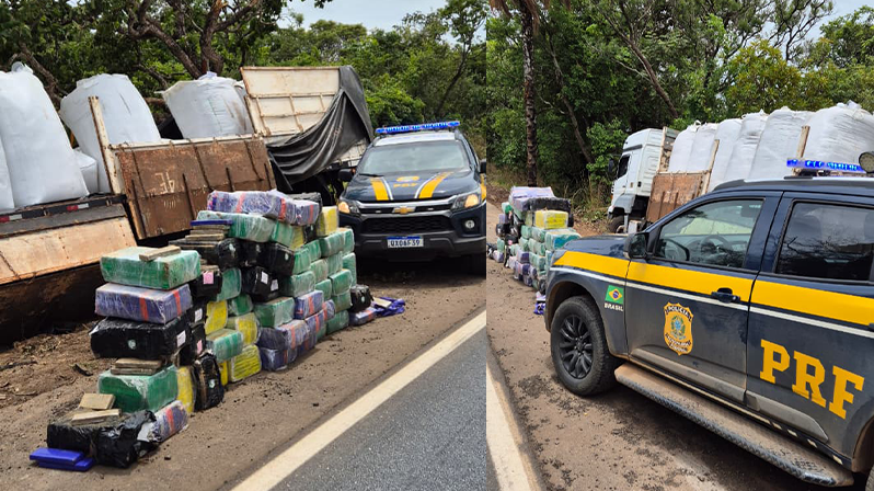 PRF encontra quase 2 toneladas de maconha em carreta...