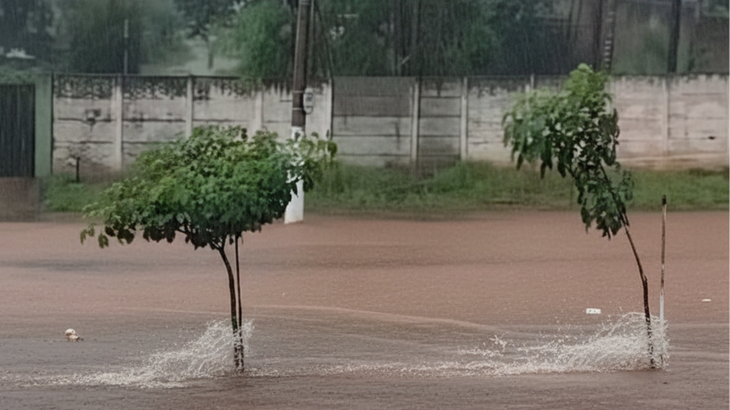 Patrocínio registra novos alagamentos na Avenida do Catiguá após forte chuva