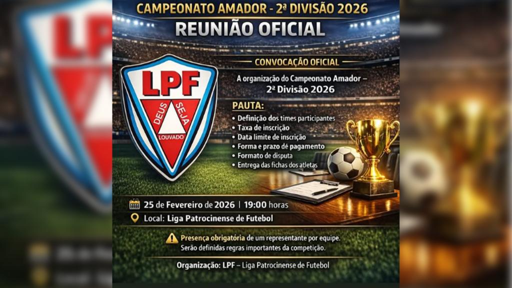 Reunião nesta quarta-feira vai definir critérios do Campeonato Amador da 2ª Divisão...